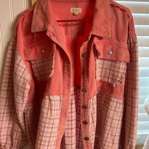 POL Pink Corduroy and Tweed Patchwork Jacket